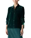 Eileen Fisher Classic Collar Easy Velvet Button-up Shirt In Green