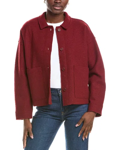 Eileen Fisher Classic Collar Wool-blend Jacket In Red