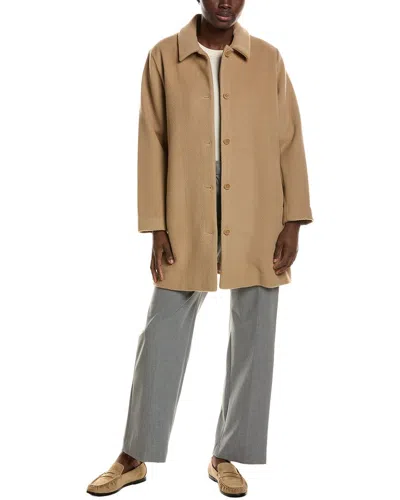 Eileen Fisher Classic Collar Wool Coat In Brown