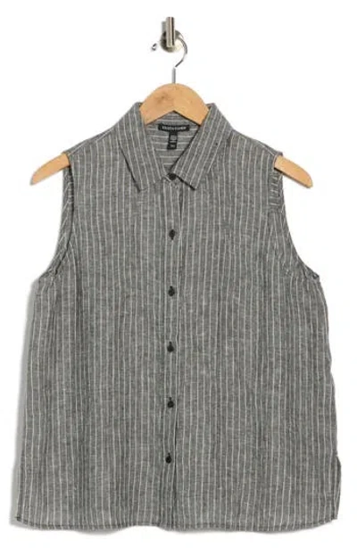 Eileen Fisher Classic Collared Organic Linen Shirt In Gray
