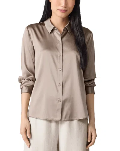 Eileen Fisher Classic Collared Shirt In Dove