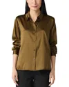 Eileen Fisher Stretch Silk Charmeuse Classic Collar Shirt In Gold
