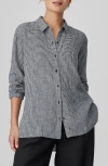 Eileen Fisher Classic Collar Linen Shirt In Black/ White
