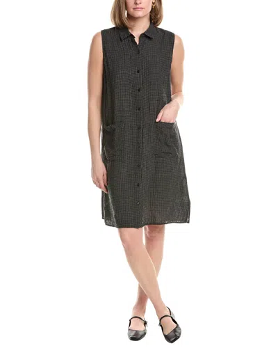 Eileen Fisher Classic Linen Midi Dress In Black