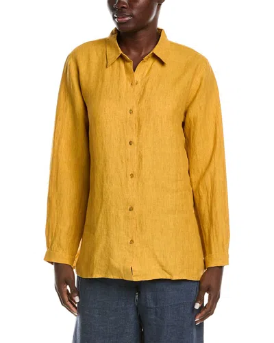 Eileen Fisher Classic Linen Shirt In Orange