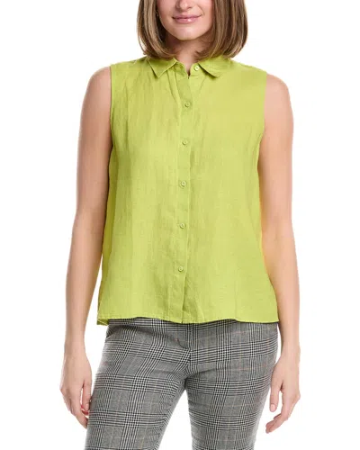 Eileen Fisher Classic Linen Shirt In Green
