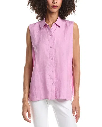 Eileen Fisher Classic Linen Shirt In Pink