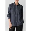 Eileen Fisher Classic Long Sleeve Organic Cotton Chambray Button-up Shirt In Blue