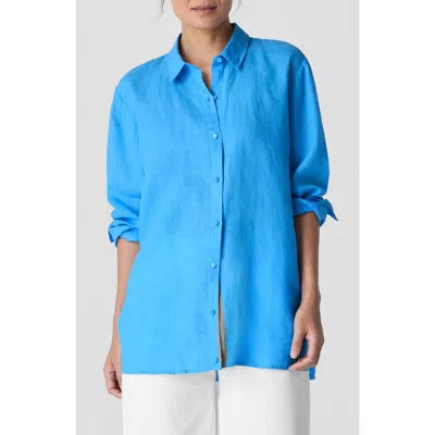 EILEEN FISHER EILEEN FISHER CLASSIC LONG SLEEVE ORGANIC LINEN BUTTON-UP SHIRT