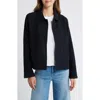 Eileen Fisher Classic Notch Collar Stretch Organic Cotton Jacket In Black