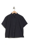 Eileen Fisher Classic Organic Cotton Button-up Shirt In Black