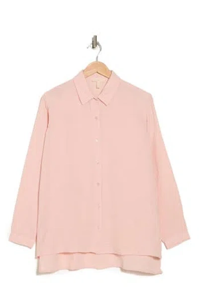 Eileen Fisher Classic Organic Cotton Button-up Shirt In Pink