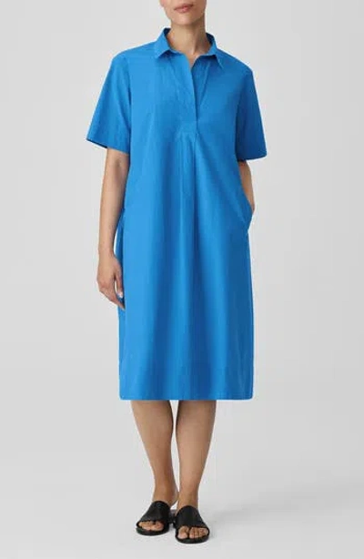 EILEEN FISHER EILEEN FISHER CLASSIC ORGANIC COTTON POPLIN MIDI SHIRTDRESS