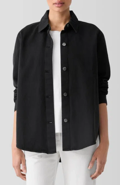 Eileen Fisher Classic Organic Cotton Shirt Jacket In Black