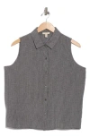 Eileen Fisher Classic Organic Linen Button-up Shirt In Gray