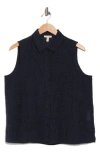 Eileen Fisher Classic Organic Linen Button-up Shirt In Black