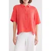 Eileen Fisher Classic Short Sleeve Organic Cotton Gauze Button-up Shirt