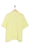 Eileen Fisher Classic Short Sleeve Organic Cotton Gauze Button-up Shirt In Citrus