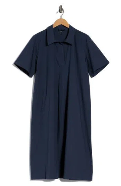 Eileen Fisher Classic Short Sleeve Shift Dress In Blue