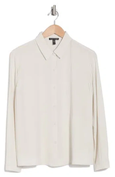 Eileen Fisher Classic Silk Button-up Shirt In Bone