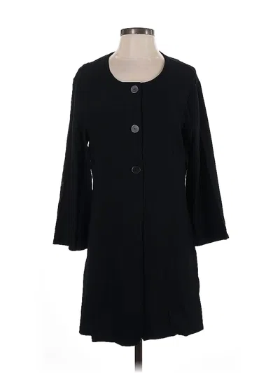 Pre-owned Eileen Fisher Coat In Black