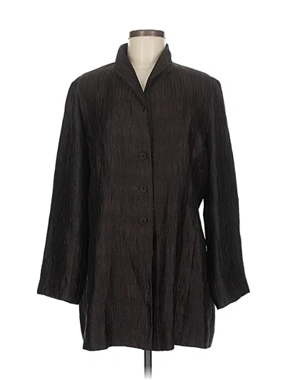 Pre-owned Eileen Fisher Coat In Black