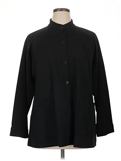 Pre-owned Eileen Fisher Coat In Black