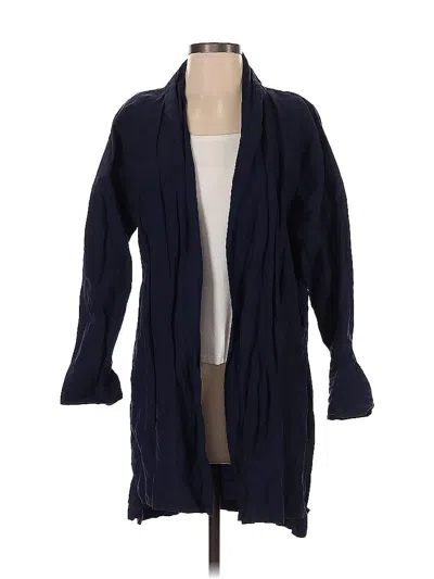 Pre-owned Eileen Fisher Coat In Blue