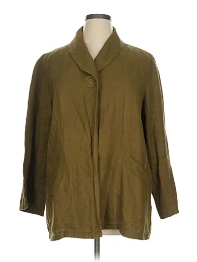 Pre-owned Eileen Fisher Coat In Green