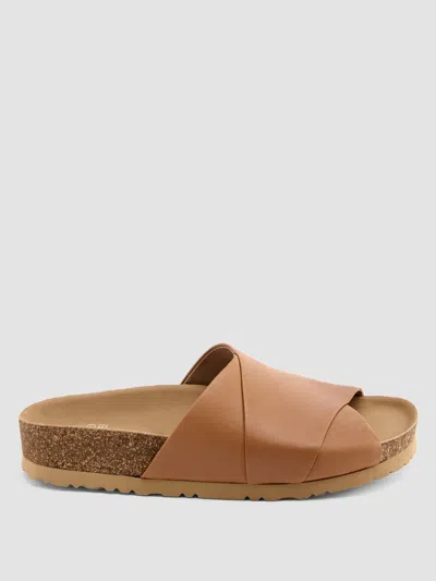 Eileen Fisher Code Nappa Leather Wedge Sandal In Brown