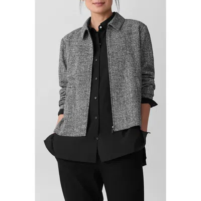 Eileen Fisher Collar Front Zip Stretch Organic Cotton Jacket In Gray