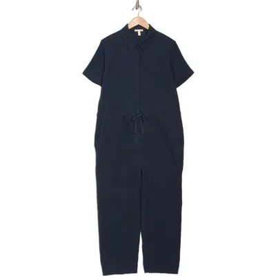 Eileen Fisher Collar Short Sleeve Organic Cotton Gauze Jumpsuit