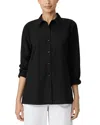 Eileen Fisher Button-down Poplin Shirt In Black