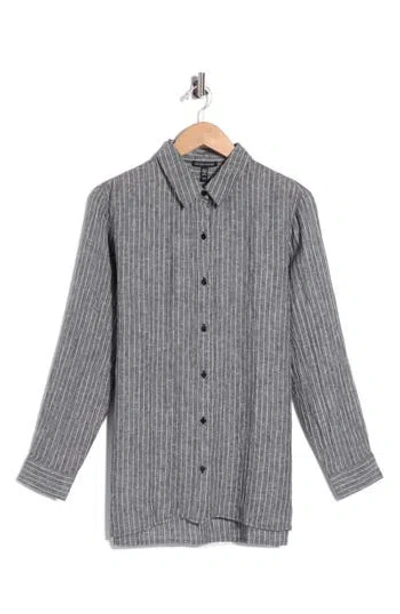 Eileen Fisher Collared Organic Linen Shirt In Multi
