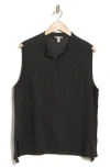 Eileen Fisher Collared Sleeveless Button-up Shirt In Black