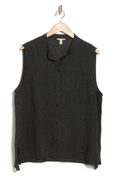 Eileen Fisher Collared Sleeveless Button-up Shirt In Black