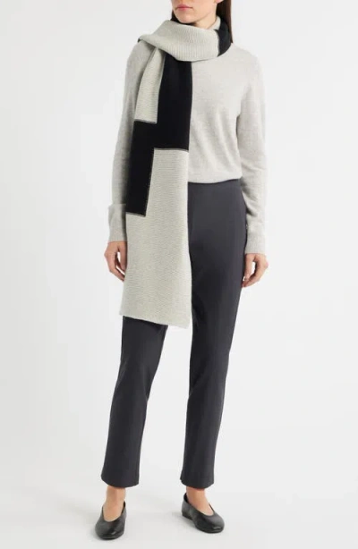 Eileen Fisher Colorblock Organic Cotton & Cashmere Scarf In Gray