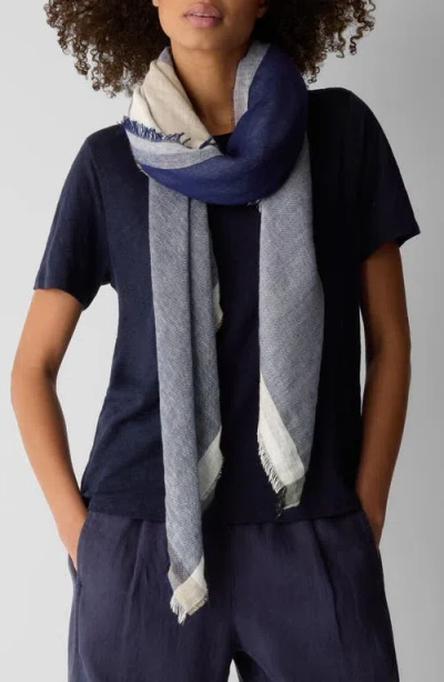 Eileen Fisher Colorblock Scarf In Blue