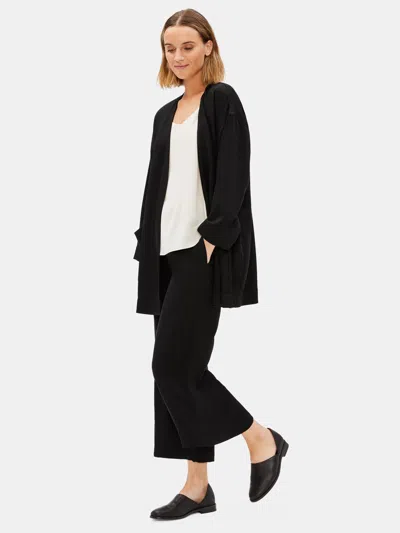 Eileen Fisher Corded Tencel Bracelet-sleeve Jacket In Black