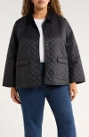 Eileen Fisher Corduroy Collar Quilted Jacket In Black