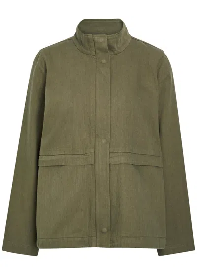 Eileen Fisher Cotton And Linen-blend Jacket In Olive