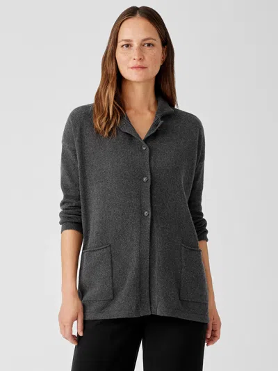 Eileen Fisher Cotton And Recycled Cashmere Cardigan In Gray