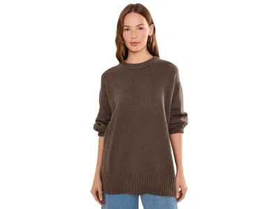 Eileen Fisher Cotton And Recycled Cashmere Crew Neck Sweater Women's Sweater Cobblestone: Md, Cashmere/cotton In Brown