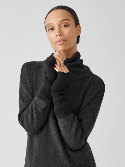 Eileen Fisher Cotton And Recycled Cashmere Glovelettes In Black