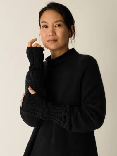 Eileen Fisher Cotton & Recycled Cashmere Glovelettes In Black