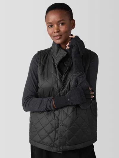 Eileen Fisher Cotton And Recycled Cashmere Gloves In Gray