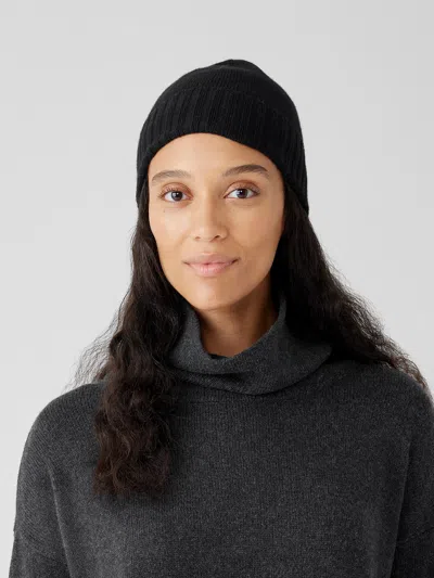 Eileen Fisher Cotton And Recycled Cashmere Hat In Black