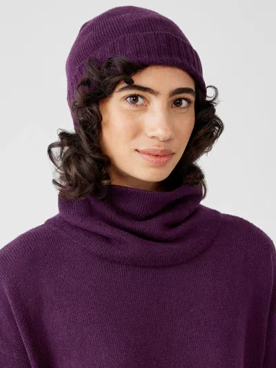 Eileen Fisher Cotton And Recycled Cashmere Hat In Purple