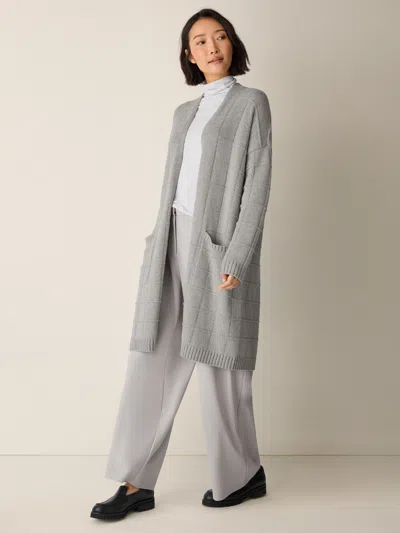 Eileen Fisher Cotton & Recycled Cashmere Long Cardigan In Dark Pearl
