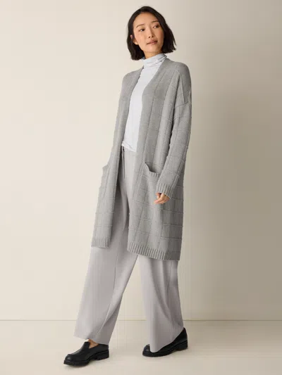 Eileen Fisher Cotton & Recycled Cashmere Long Cardigan In Gray